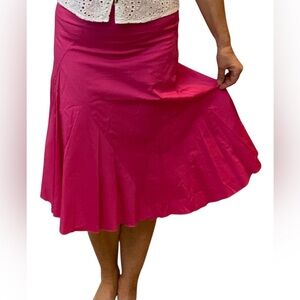 Costa Blanca Hot Pink A-Line Skirt cotton spandex size M summer resort